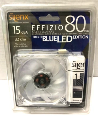 Silenx 80mm Silent Bright Blue LED Fan NEW - Image 1 of 2