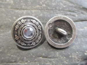Metallknopf altsilber kristall 15mm Trachten Nähen Stricken Häkeln Handarbeit - Bild 1 von 1