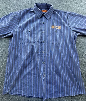 Red Kap Shirt Men XX-Large Gray Blue Striped Button Up Harley Davidson Workwear - Image 1 of 4