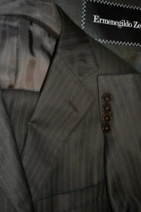 $4295 Ermenegildo Zegna Trofeo Silk Brown Stripe Wool Suit 42L 37W - Picture 1 of 12