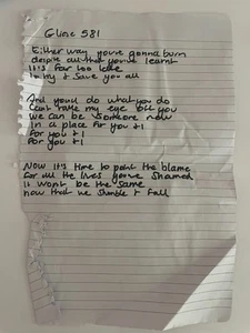 BLACK DOLDRUMS ORIGINAL HANDWRITTEN UNRELEASED SONG 'GLIESE 581' LYRICS - Picture 1 of 1
