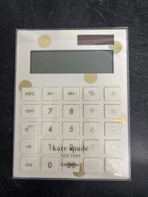 NIB Sealed - Kate Spade Gold Dot Calculator - Solar Power - 5.5" x 4.125" - Image 1 of 3