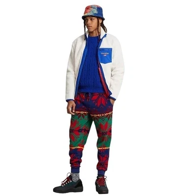 Polo Ralph Lauren Fleece Lounge Pant Festive Holiday Red Green Blue L Nwot  $248 - Image 1 of 4