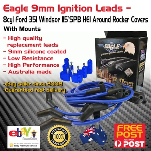 Eagle 9mm Ignition Leads V8 Ford 351 Windsor 115°SPB HEI Around Covers + Mounts - Picture 1 of 6