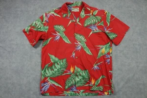 Camicia Paradise Found Uomo Grande Rossa Hawaiana Floreale Uccellino del Paradiso Aloha Camp - Foto 1 di 8