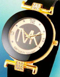 Damen Armbanduhr✨️Damen Quarz Uhr Schwarz Gold Strass Glitzer Damen Schmuck - Bild 1 von 4