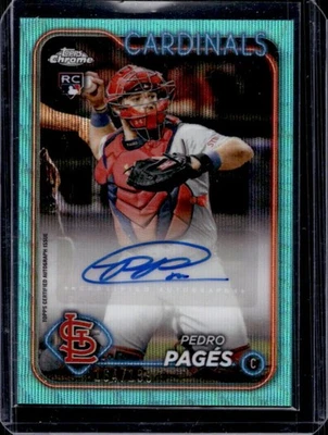 2024 Topps Chrome Update Pedro Pages Auto RC Aqua Wave Refractor Rookie #164/199 - Image 1 of 2