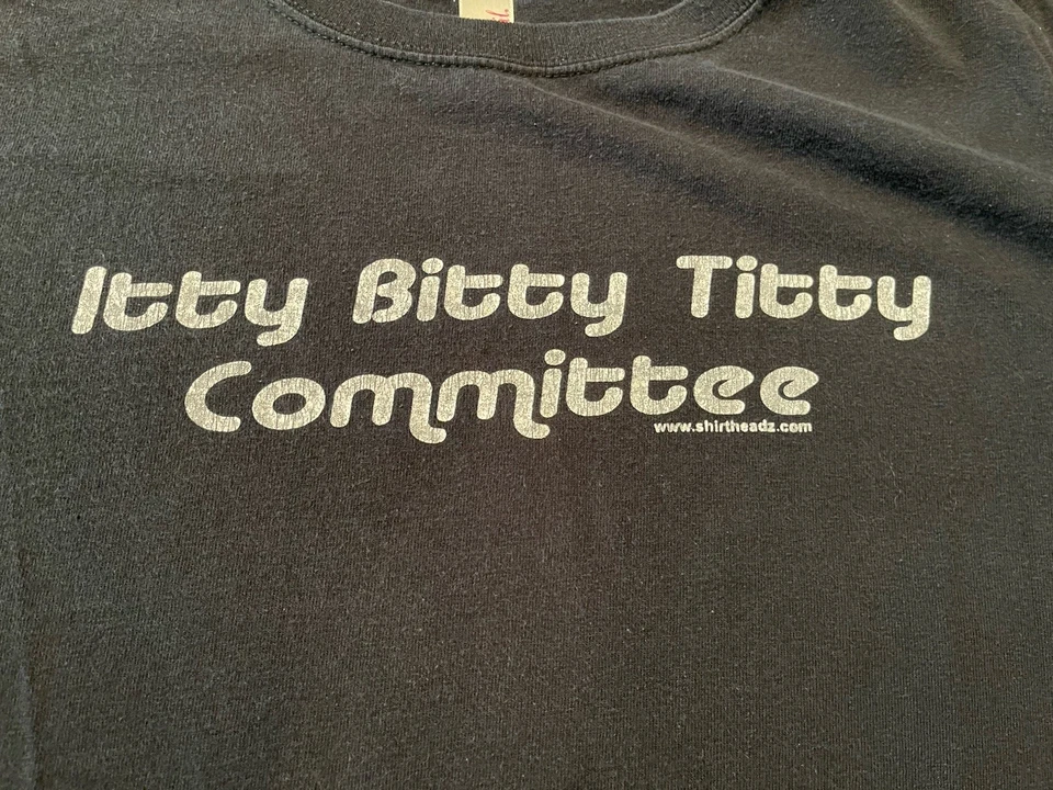 Itty Bitty Titty Committee Shirt Black Anvil Tag Size L Funny Y2K - Image 1 of 4