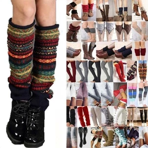 Women's Crochet Knit Leg Warmer Socks Winter Over The Knee Long Boot Socking New - Picture 1 of 66