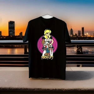 Mens Skateboard T-shirt Hook-Ups Anime Maid Bunny Graphic Medium Black - Picture 1 of 5