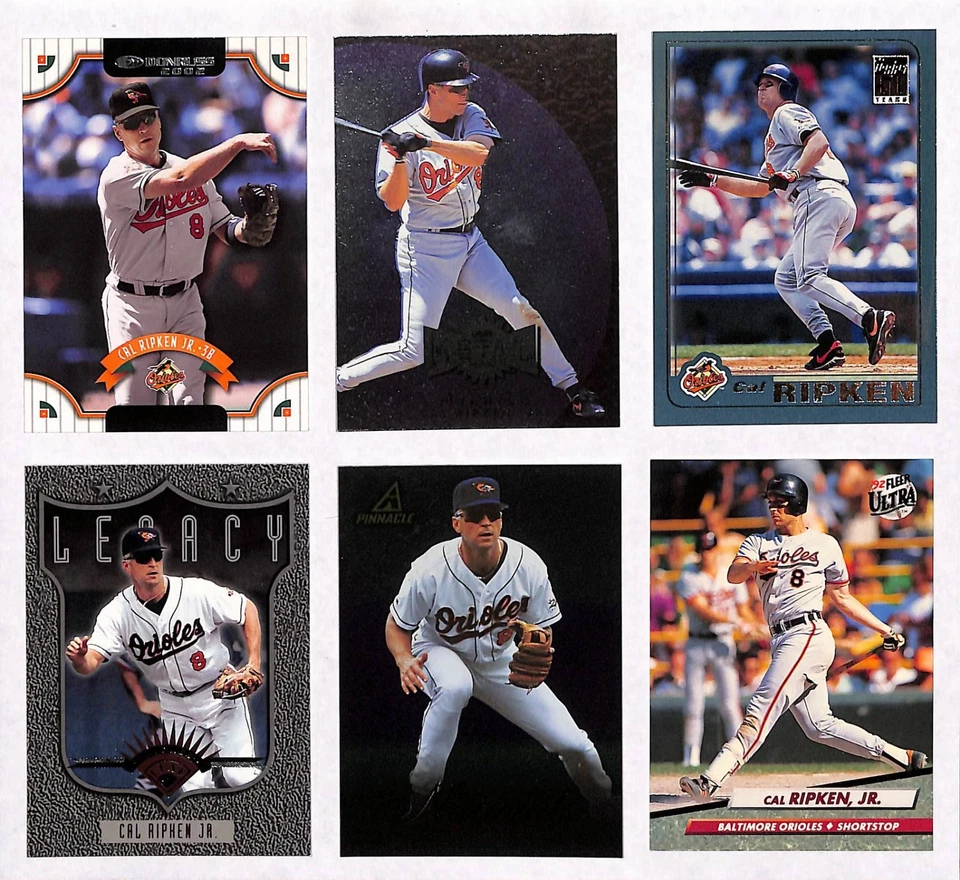 Lote de 6 cartas de Cal Ripken Jr 2002 Donruss, Pinnacle, Fleer Ultra, Baltimore Orioles Foto 1 de 1