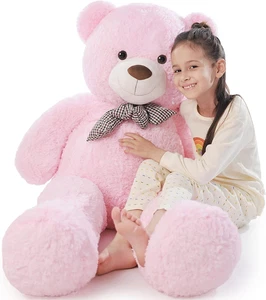 Großer rosa Teddybär 4 Fuß riesiges Stofftier Plüschtier für Freundin Frauen Kinder - Bild 1 von 11