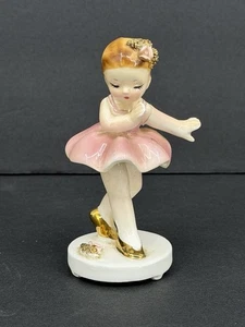 Vintage JOSEF ORIGINALS Ballerina Figurine Pink Tutu Gold Shoes SUPER RARE - Picture 1 of 7