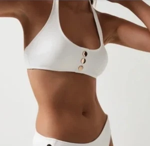 NWT Reiss Iris Halterneck Butt White Swim Bra Size: 4 - Picture 1 of 12