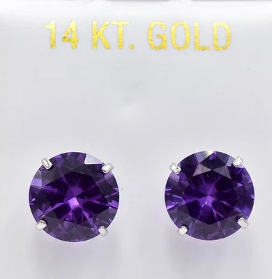 LAB создал 10,40 карат AAA александрит серьги-гвоздики 14k твердого белого золота - новый с Ярлыками - Изображение 1 из 4