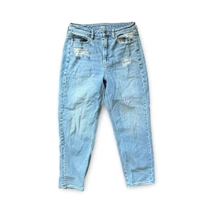 American Eagle Stretch Jeans Women's Mom Straight Leg Distressed Size 8 - Picture 1 of 9