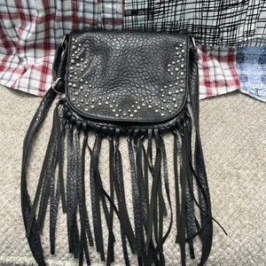 Revolution Coming USA Studded Black Fringe Purse - Picture 1 of 10