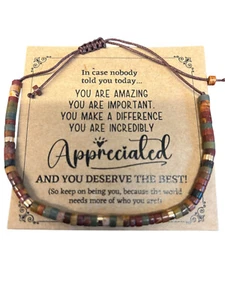 Fashion Boho Beaded Adjustable Chord Wristband Bracelet Inspiration Quotes 3005 - Picture 1 of 1
