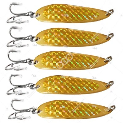 5pcs 1oz Gold Chrome crocodile Spoon trolling flutter Casting Jigs Metal Lure - Image 1 of 4