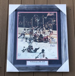 1980 Miracle On Ice Hockey Team Signed Framed 16x20 Photo BAS COA Herb Brooks - Picture 1 of 5