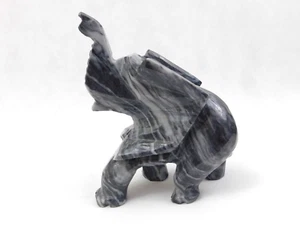 Grau Marmor geschnitzter Stein Elefant Figur 8 Zoll groß - schwer - Bild 1 von 9
