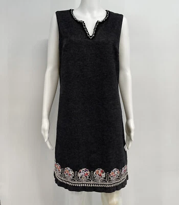 Vestido Vaina Anna Sui Vintage Y2K Para Mujer’s L Gris Floral Lentejuelas Bordadas Foto 1 de 4