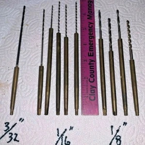 Mixed Lot 10 pieces, Tapered Shank with Tang, Twist Drill Bits, 3/32",1/16" 1/8" - Picture 1 of 3