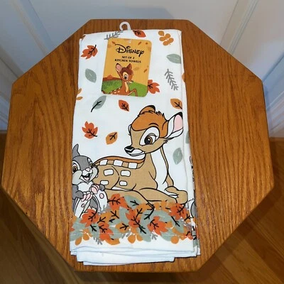 NWT Disney Bambi Thumper Fall Autumn Kitchen Hand Towel Set of 2 - 16"x26" - Image 1 of 3