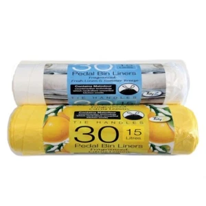 FRAGRANCED PEDAL BIN LINERS Tie Handle Scented Pack of 30 15 L Standard Refuse - Picture 1 of 3
