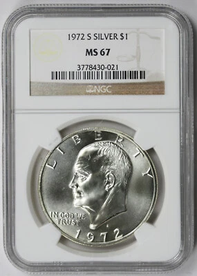 1972-S Eisenhower Ike Dollar Silver Clad $1 MS 67 NGC - Image 1 of 4