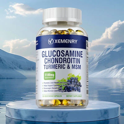XEMENRY Glucosamine Chondroitin Turmeric & MSM- Triple Strength Joint & Mobility Support