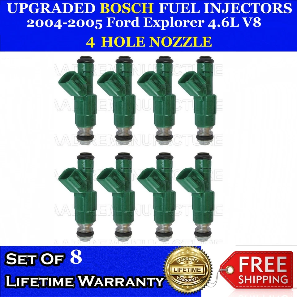 8x Inyectores de combustible Bosch mejorados de 4 orificios para Ford Explorer 2004-2005 4,6 L V8  Foto 1 de 1