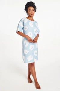 Bon Marche Blue Animal Print Soft Touch Short Sleeve Nightdress Size 16/18 BNWT - Picture 1 of 9