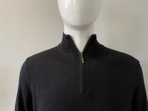 Club Room Men's Black Quarter-Zip Merino Wool Blend Sweater Size L A112* - Picture 1 of 7