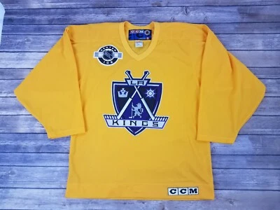 Camiseta deportiva de práctica de hielo CCM LA Los Angeles Kings Center NHL talla S amarilla tejida al aire Foto 1 de 4