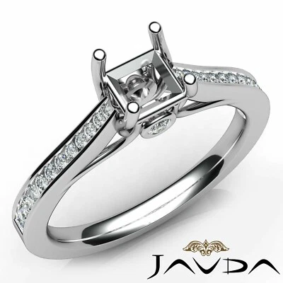 Princess Diamond Engagement Channel Set Semi Mount Ring 14k White Gold 0.3Ctw. - Image 1 of 4