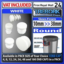 White Round Tube Inserts Plastic End Caps Bungs Blanking Furniture Chair Feet
