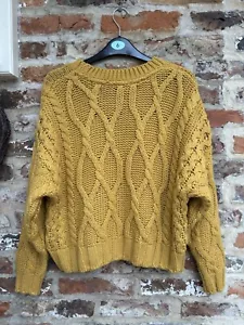Topshop Mustard Yellow Top Long Sleeve Crop Jumper Size 6 - Picture 1 of 6