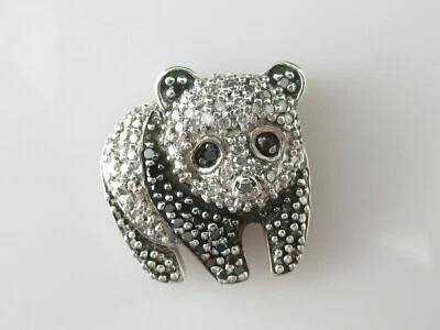 2.50Ct Round White/Black Diamond 14K White Gold Finish Panda Pendant Free Chain - Image 1 of 4