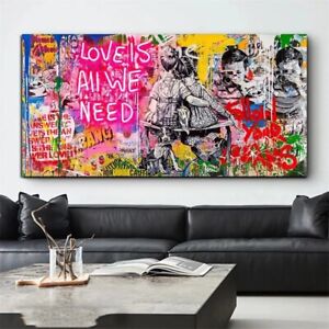 Banksy Love Is All We Need Graffiti canvas Painting Picture Art Wall Decor