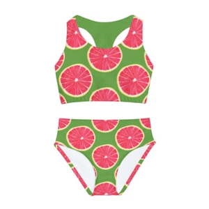 Girls Two Piece Grapefruit Swimsuit - Kids Summer Swimwear - Picture 1 of 21