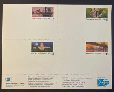 UX142a Postal Card Sheet of 4 - Image 1 of 2