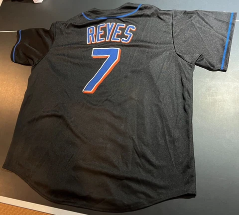 Jose Reyes NY Mets Majestic Vintage MLB Black Jersey Adult XXL Button Stitch Cover