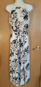 Boutique Maxikleid weiß Blumen Medium ärmellos Seitenschlitz Säume neu ohne Etikett - Bild 1 von 8