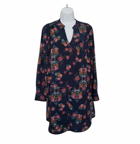 VETEMENTS Collective Concepts abito a tubino floreale oversize XS blu scollo a V completamente foderato.