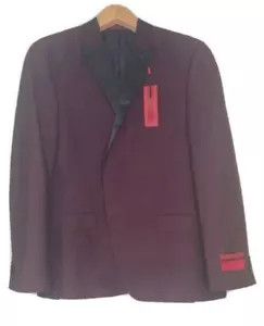 Alfani Tuxedo Jacket Mens 48R Red Slim Fit Dark with Black Satin 2 S Button NEW - Picture 1 of 5