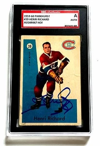 HENRI RICHARD SIGNIERT 1959-60 PARKHURST KARTE #39 CANADIENS HOF SGC AUTHENTIFIZIERT - Bild 1 von 1