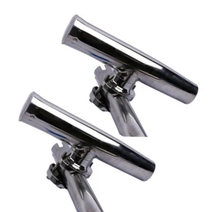 2X Stainless Tournament Style Fishing Rod Holder for Boat Clamp on 1-1/4" to 2" - Picture 1 of 7