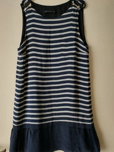 Zara Woman Kleid S Maritim Seide. Blau Naturweiß. - Bild 1 von 6