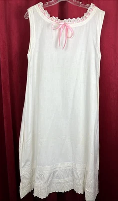 Edwardian 20s Chemise nightgown Ribbon Eyelet breakfast Dress Boudoir Gown - Image 1 of 4